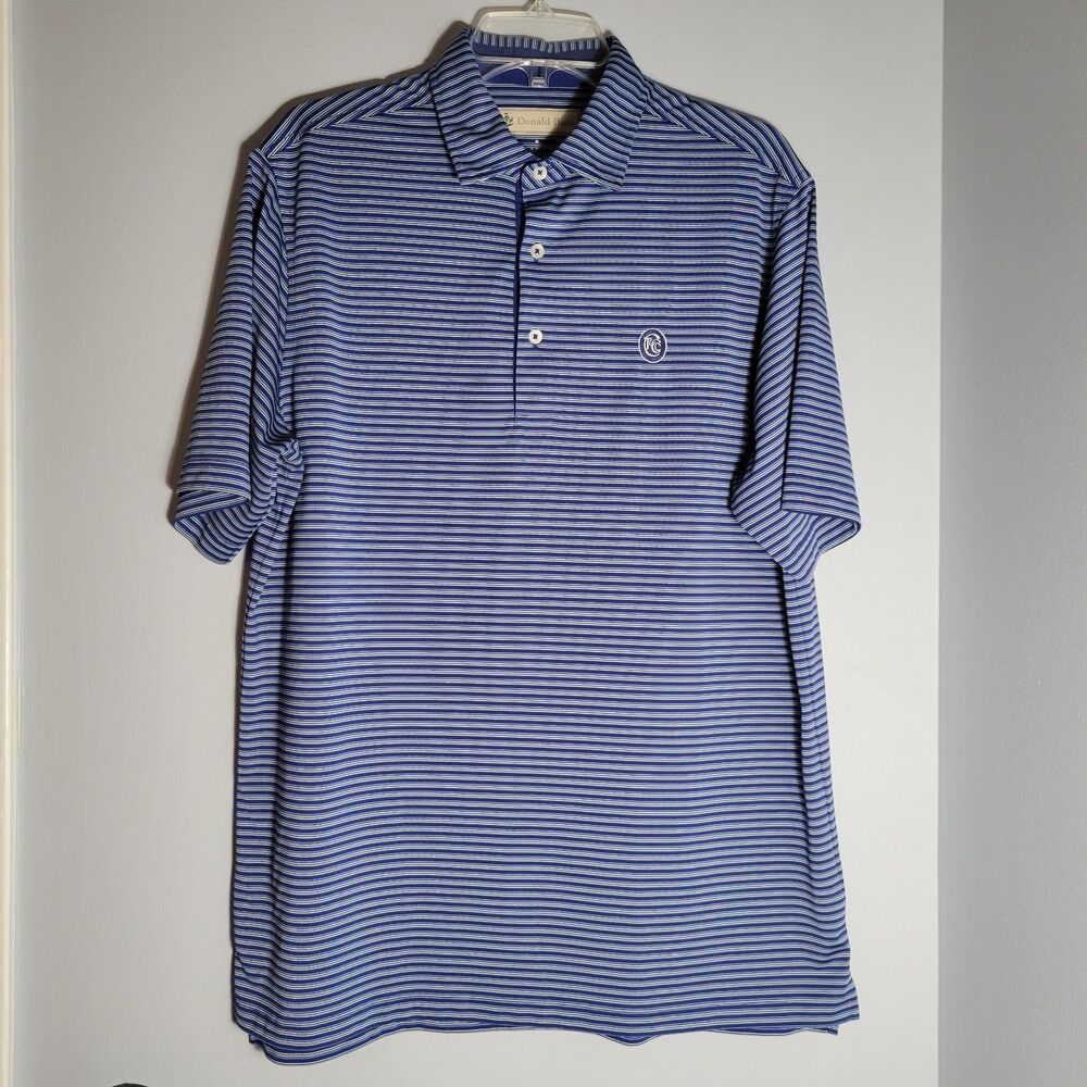 Donald Ross Men’s Polo Golf Shirt Royal Blue Striped Size M